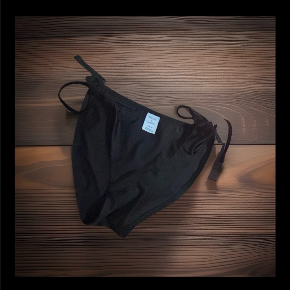 Shade & Shore Black Tie-Side Bikini Bottom